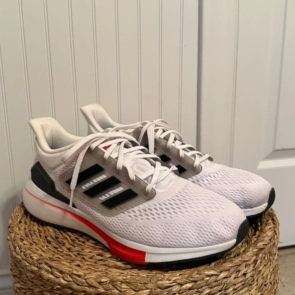 Adidas Men's White and Black Athletic Shoes with Orange Accents-Great Condition